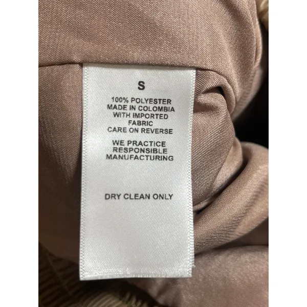Nonchalant Women's Beige Tan Faux Leather Vegan Full Zip Bomber Jacket Size S - Image 6