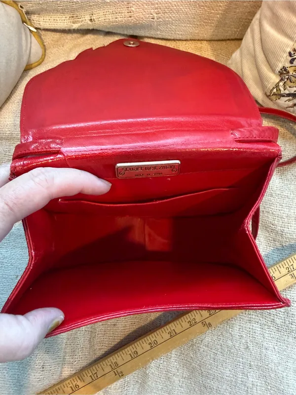 Vintage Stuart Weitzman Red Leather Crossbody Bag made Spain Y2K - Image 8