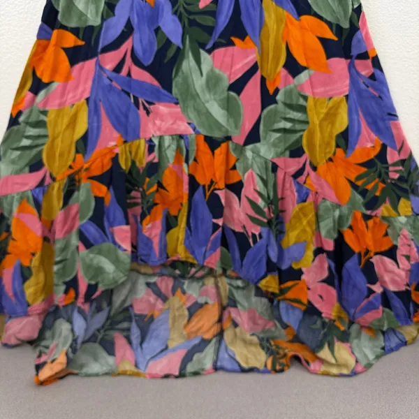Abel the Label Dress Womens Small Blue Tropical Floral High Low Leonard Smocked - Image 5
