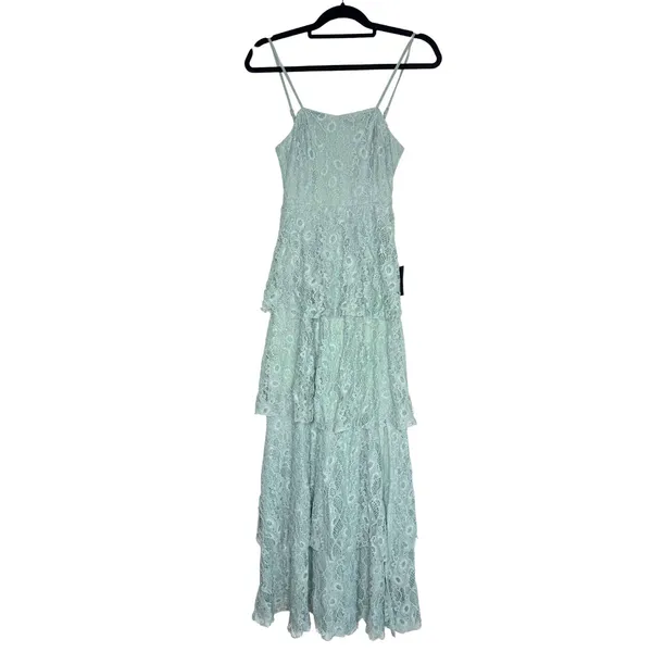 Lulus Floral Lace Sleeveless Tiered Maxi Dress Small Fairycore Coquette Formal - Image 13