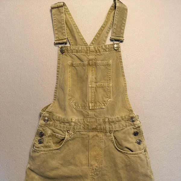 We The Free Good Luck Overall Jumpsuit Discontinued Tan Khaki Color Women XS - Image 2
