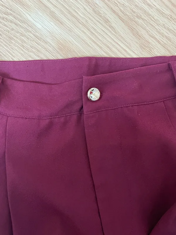 Burgundy Wide-Leg Trousers - Image 4