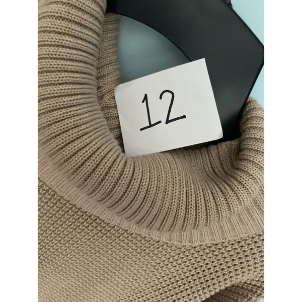 Calvin Klein Sweater Women's Medium Tan Waffle Knit Turtle Neck Cottage - Image 8