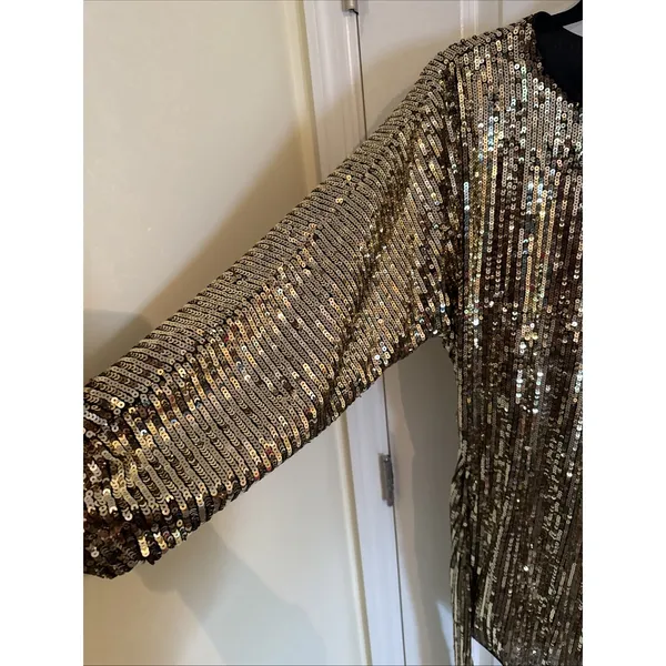 Celebrity Fashion Sequin Dress By Hera Collection Sz S Gold Holiday Party NWT - Image 3
