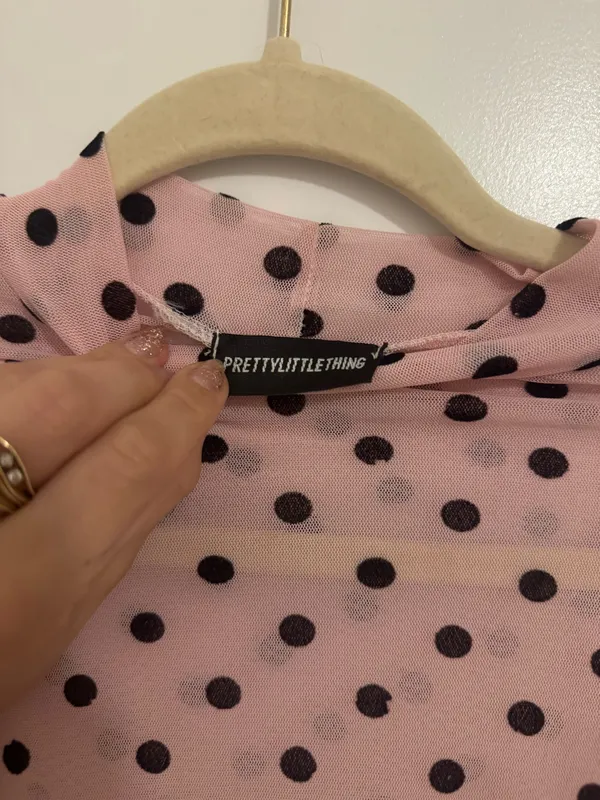 Pretty Little Thing Pink and black polka dot top - Image 2