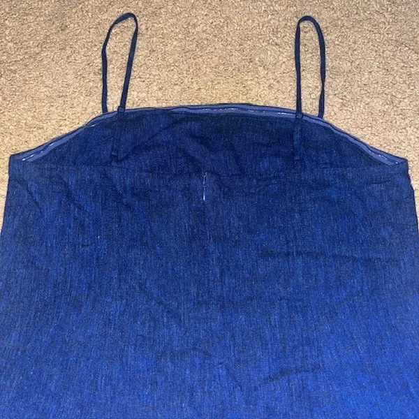 GAP Sleeveless‎ Square Neck Linen Blend Mini Dress Dark Indigo Navy Blue Medium - Image 5