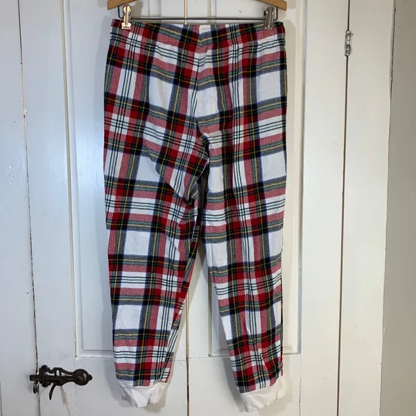 Old Navy Flannel Jogger White Tartan‎ Plaid Pajama Pants Small Match the Fam - Image 4