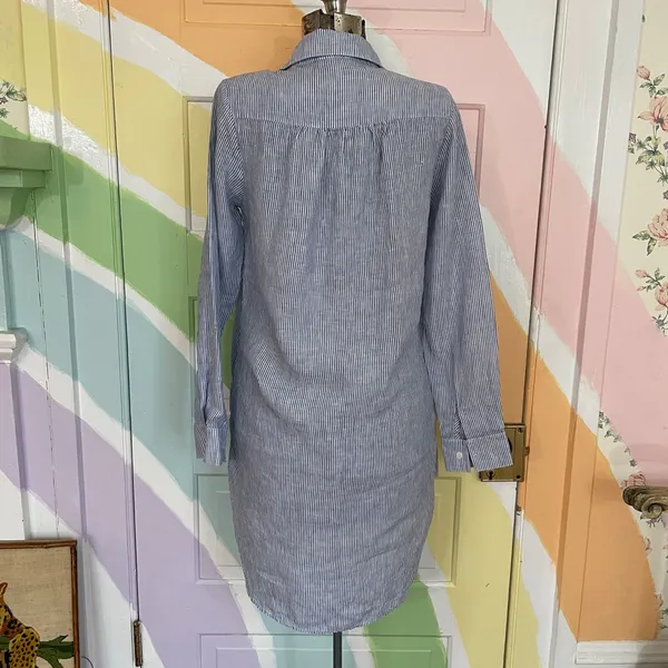 Harshman Collette Tuckernuck Stripe Tunic Shirt Dress 100% Linen Sz XS 🧡🎀 - Image 8