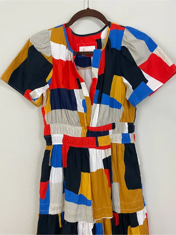 Anthropologie The Somerset‎ Patchwork Mini Dress Size XS - Image 3