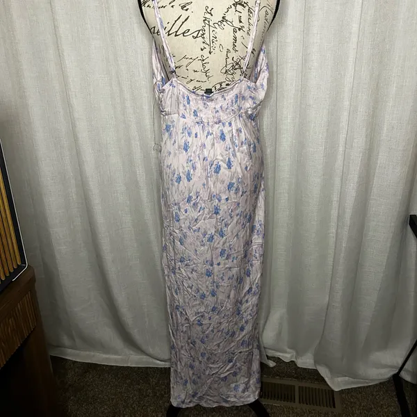 Women's XXL Wild Fable Light Pink Floral Maxi Slip Dress with Blue Flowers - Image 4