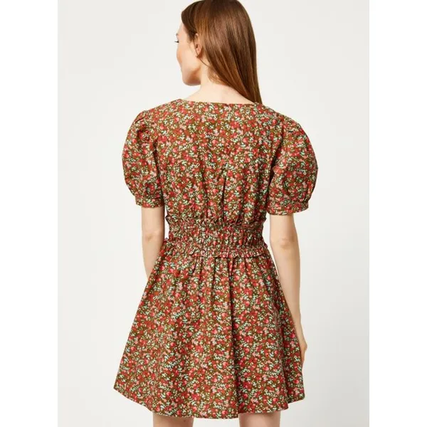 Free‎ People Pennie Floral Mini Dress Puff Sleeve Smocked Waist Women's Large - Image 5