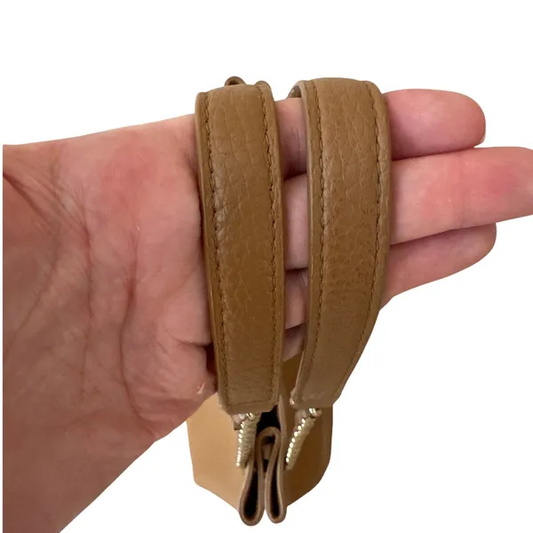 Tory Burch Pebbled Leather Chain Tote‎ Brown Camel Slouchy Bag - Image 10