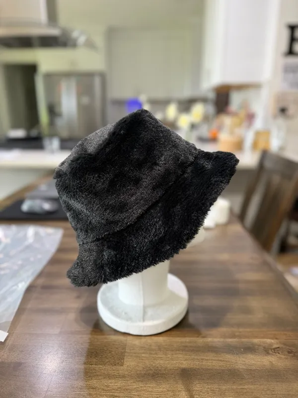 Women's Black Faux Fur Hat #260353 - Image 3