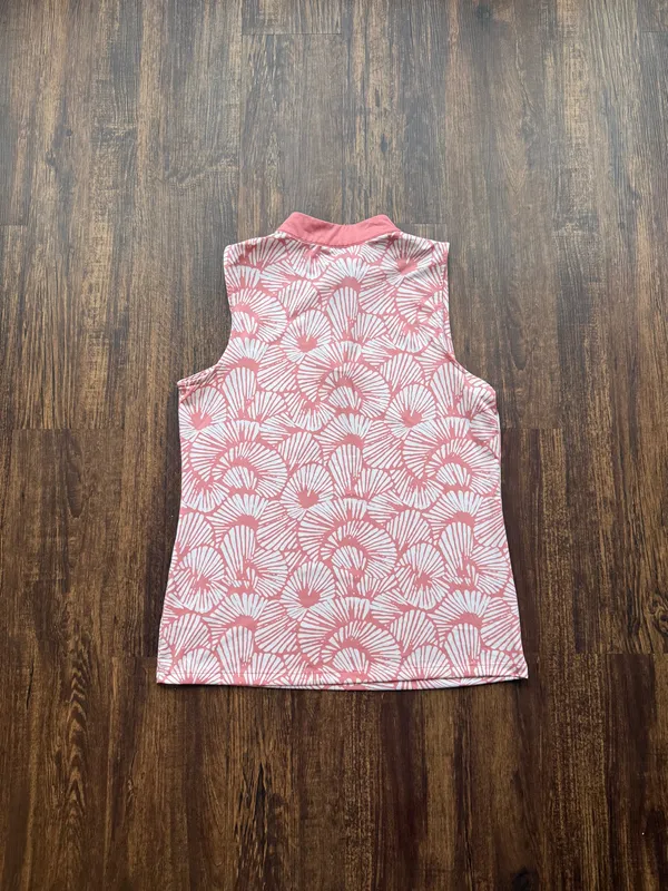 Tommy Bahama Women’s Coral Print Golf Sleeveless Mock Neck 1/4 Zip Shirt- Size M - Image 2