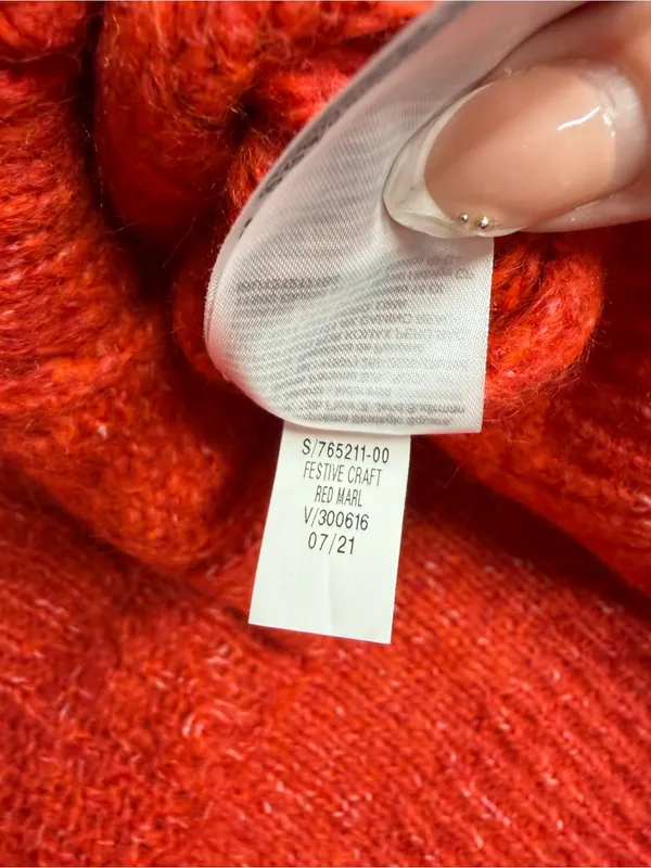 NWT Old Navy sweater red marl winter holiday fisherman grandpa large wool blend - Image 10