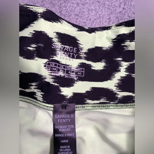 Savage x fenty sport Leopard Print Leggings in Neon Green and Black - Image 4