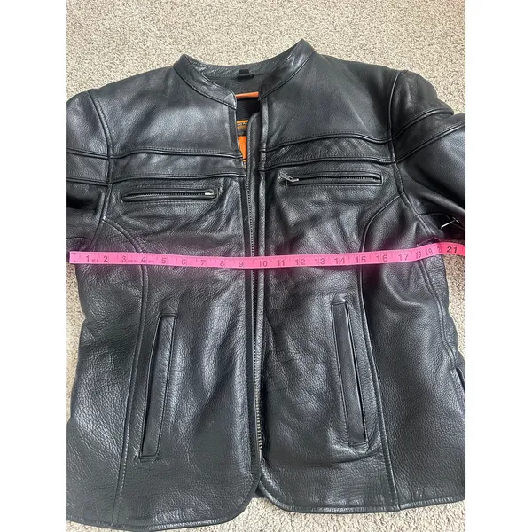 First Classics Womens L Black Leather Zip Up Motorcycle Biker Jacket Insulated - Image 4