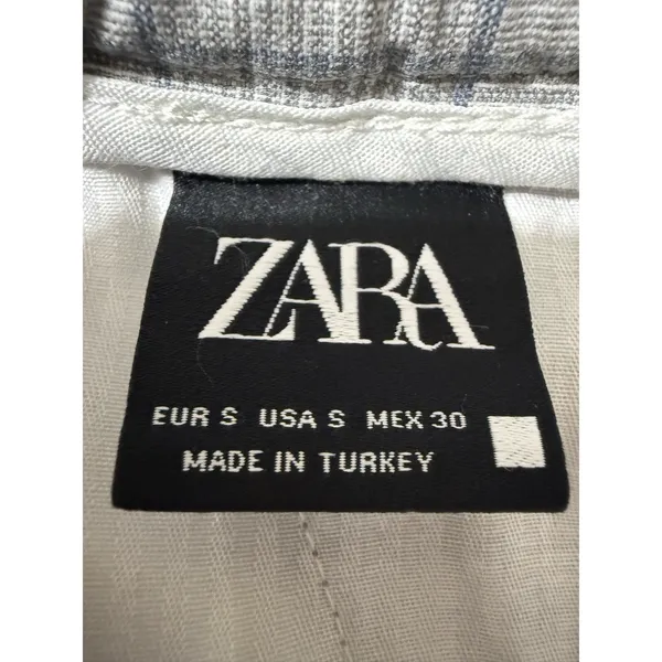Zara Pants Womens Size S Plaid Tapered Elastic Waist Pull On Trousers Checkered - Image 9