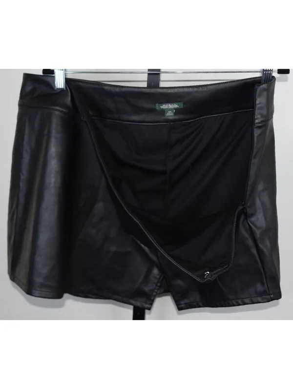 Wild Fable Black Faux Leather Mini Skirt Women's XXL Zip-Up Vegan Leather - Image 5