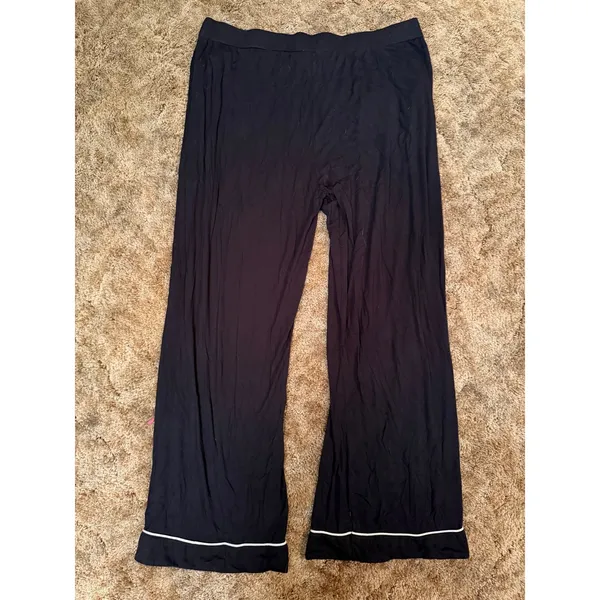 Cozy Earth Viscose From Bamboo Sleep Pants Black Contrast Piping Pajama Stretch - Image 4
