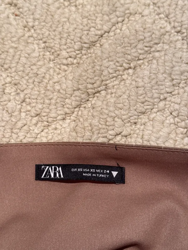 Zara Brown Pinstripe Strapless Tailored Top XS - Image 4