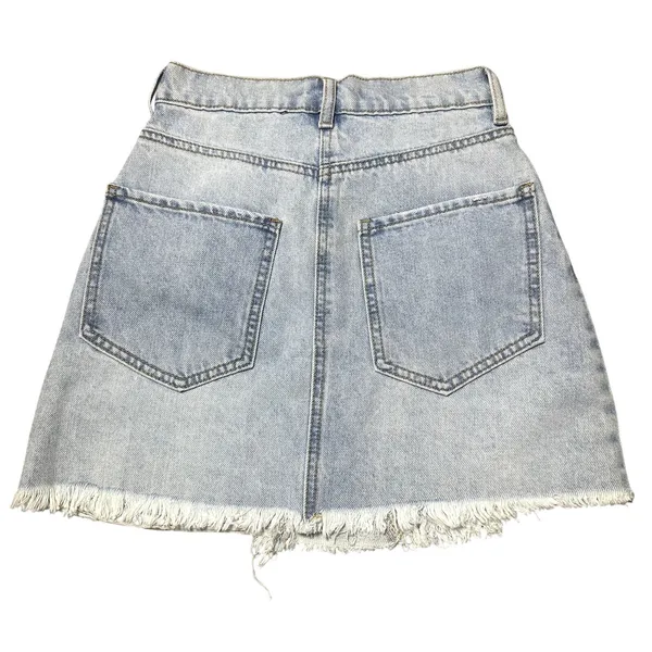 Buddy Love Light Wash Distressed Denim Mini Skirt NEW - Image 4