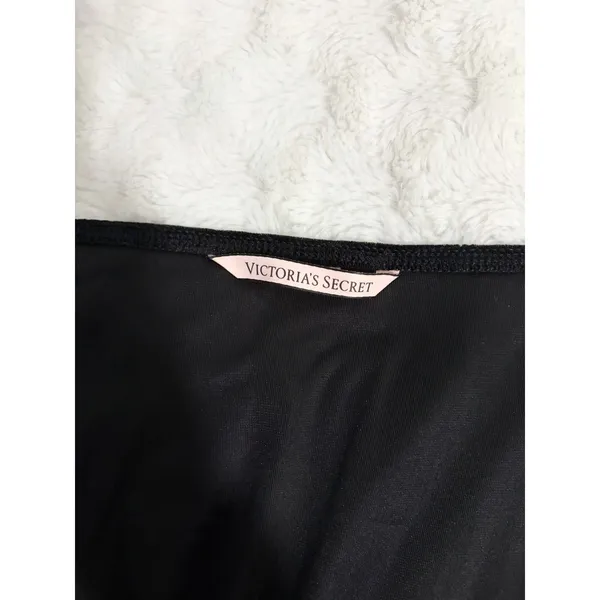 Victoria's Secret Black Velvet V-neck Sexy Lingerie Loungewear Mini Slip L - Image 4