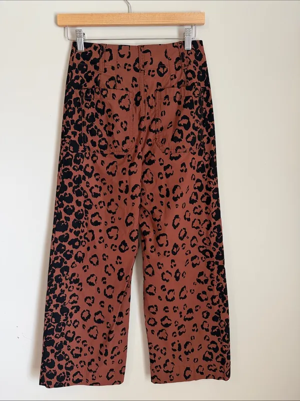 Anthropologie Maeve The Colette Crop‎ Wide-Leg Pants Size 25 Brown Black - Image 3