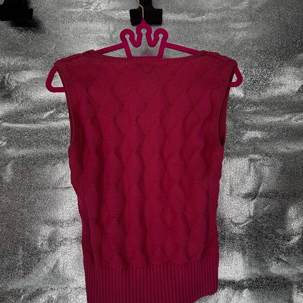 Talbots Vintage 100% Mercerized Cotton Argyle Pink Sweater Vest - Image 6