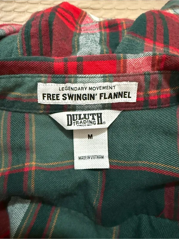 Duluth Trading Co Red & Green Plaid Button - Image 3
