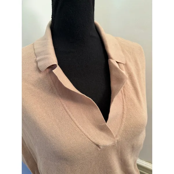 Banana Republic Cap Sleeve Fine-Knit V-Neck Polo Collar Sweater Organic Cotton - Image 3