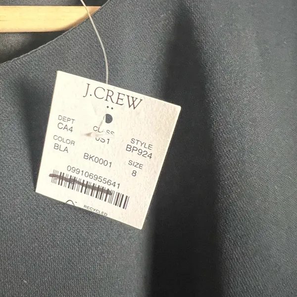 J.Crew Black Short Sleeve Belted Suiting Dress Size 8 - Image 12