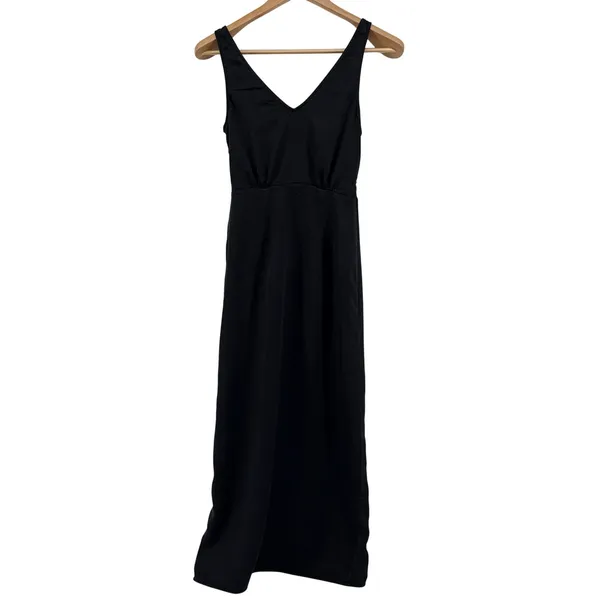 & Other Stories Paris‎ Atelier Black Lyocell Surplice Front Midi Dress Size 2 - Image 6