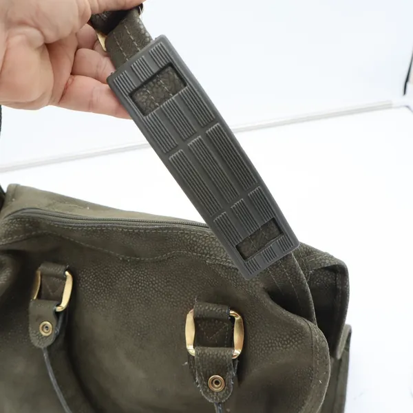 Verdi Satchel Bag Womens OS Olive Green Textured Gold Hardware Strap Good - Image 6
