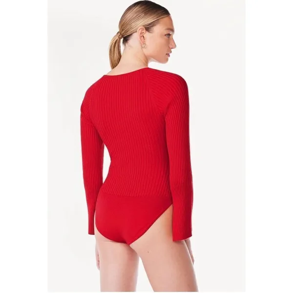 ✨Scoop Women's Ribbed Bodysuit with Sweetheart Neck and Long Sleeves✨ - Image 3