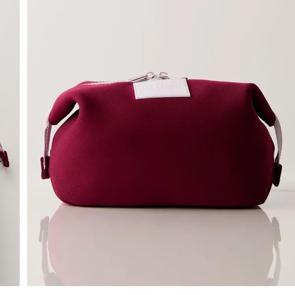 NEW free people maroon purple qutumn cosmetic / makeup bag with clip detail Travel vacation - Image 3