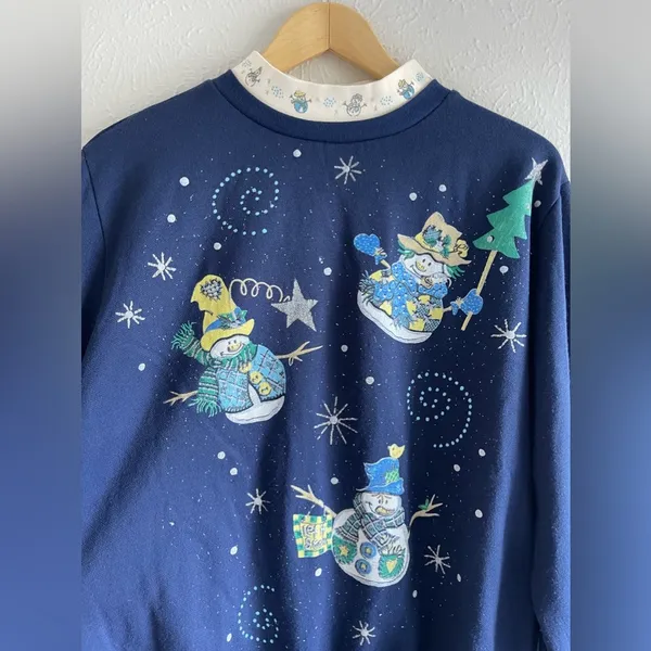 Wrangler Classic Blues Snowman Christmas Sweatshirt, Women's Size L - Image 3