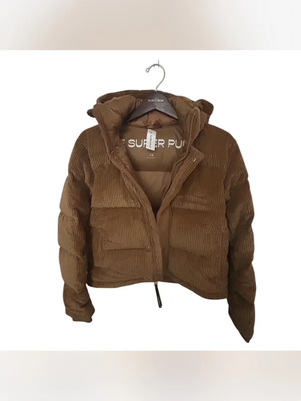 NWT Aritzia The Superpuff Cushcord Corduroy size XS in Brown 700+ Fill - Image 3