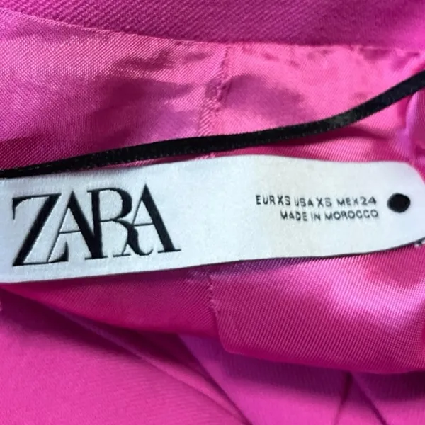 Zara Women's Pink Long Sleeve Collar Double Breasted Blazer Coat Jacket Size XS - Image 6