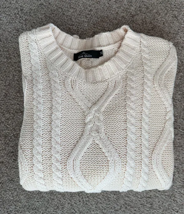 Amazon Oversized Cable Knit Sweater Cream - Image 2