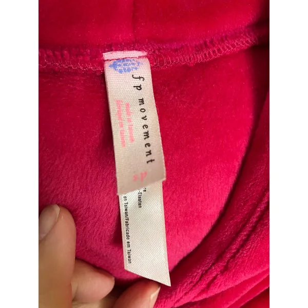 Free People movement Cherry hoodie plush women's size small pink red cozy winter - Image 5