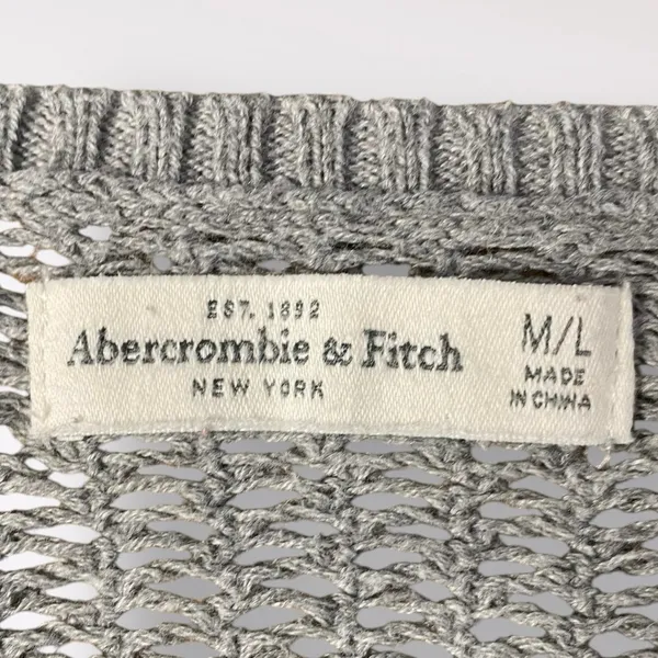 Abercrombie & Fitch Cable Knit Beachy Cover Up Sweater Womens‎ Size M/L Gray - Image 2