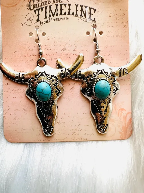 Western Earrings Silver - Image 3