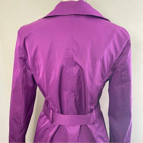 SANDRO STUDIO Purple Ruffle‎ Trim Lightweight Trench Jacket w/Tie Belt, Large - Image 7