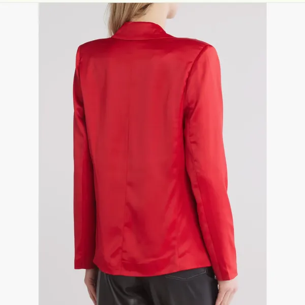 NWT Steve Madden Satin Shawl Collar Blazer Small, DARK RED - Image 4