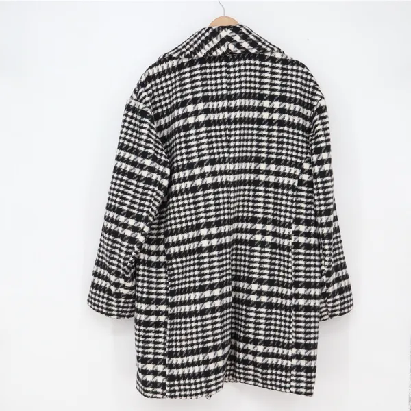 Bagatelle Coat Womens L Overcoat Black White Houndstooth Double Breasted Exc - Image 4