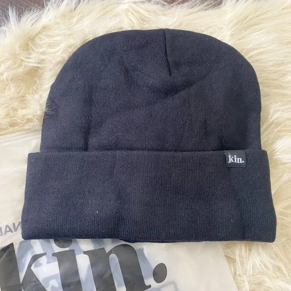 New KIN keep it Natural Black Jersey Satin Lined Beanie Size XL - Image 3