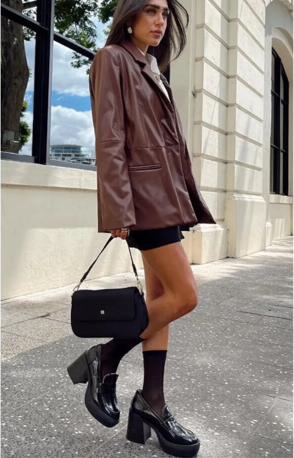 Faux Leather Blazer Jacket Princess Polly - Image 2