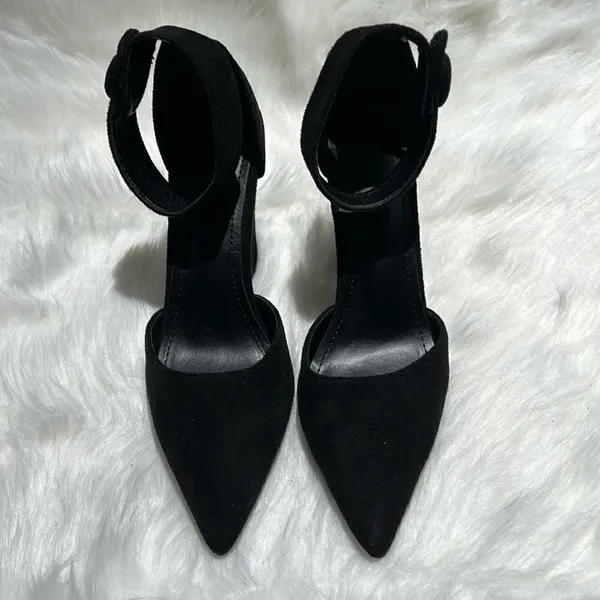 Black Suede Ankle Strap Platform Heels Size 7. B78‎ - Image 6