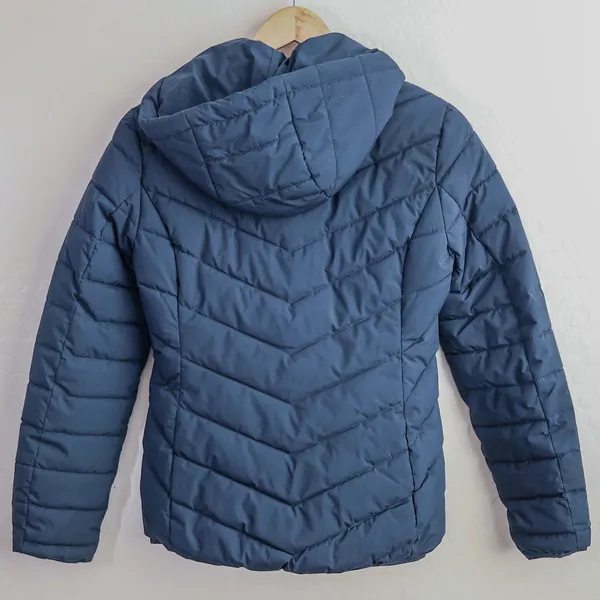 Lauren Ralph Lauren Puffer‎ Jacket Womens XS Navy Blue Chevron Quilted Hood Coat - Image 5